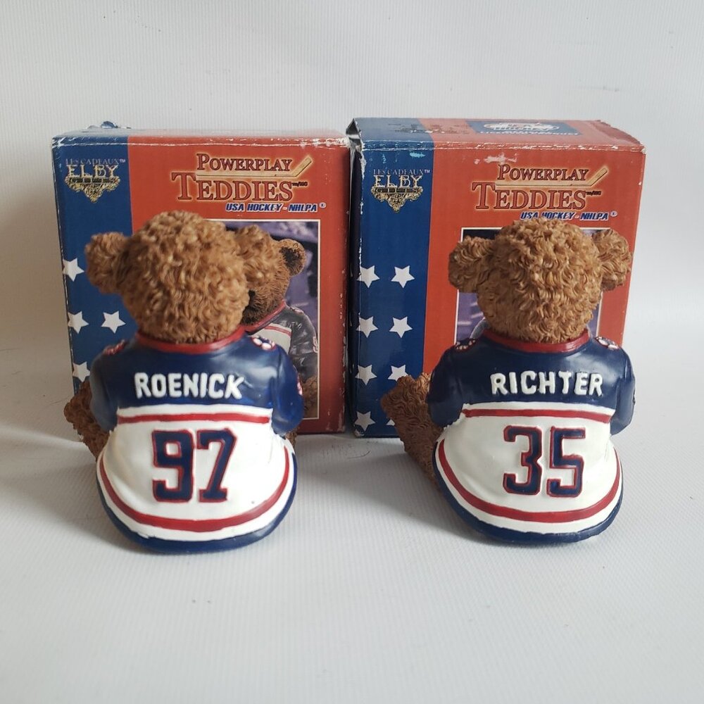 Powerplay Teddies USA Hockey Bears Roenick Richter With Boxes Lot of 2